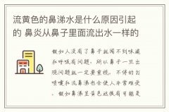 流黃色的鼻涕水是什么原因引起的 鼻炎從鼻子里面流出水一樣的液體