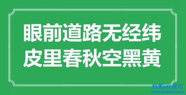 “眼前路線無經(jīng)緯，皮里春秋空黑黃”是什么意思,出處是哪里